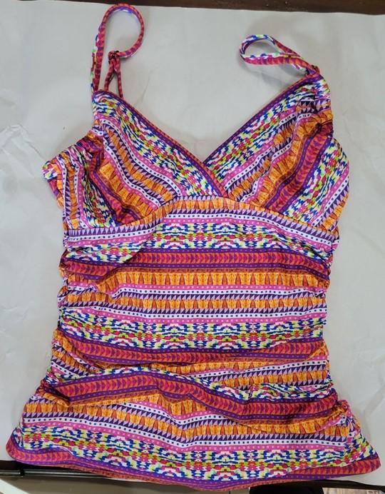 NWT Kenneth Cole S Surplice V-Neck Triangle Halter Tankini Swim Top #95111