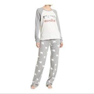 NWT Cozy Zoe M Long Bearly Awake Printed Pajama Set 95118
