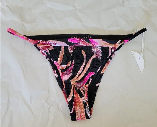NWOT Tori Praver Floral Ruched Cheeky Strappy Bikini Swim Bottoms #95134