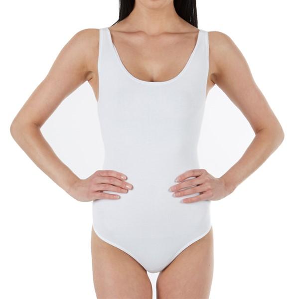 NWTD Yummie Tummie 1X/2X Ruby Scoop Neck Bodysuit White #95139