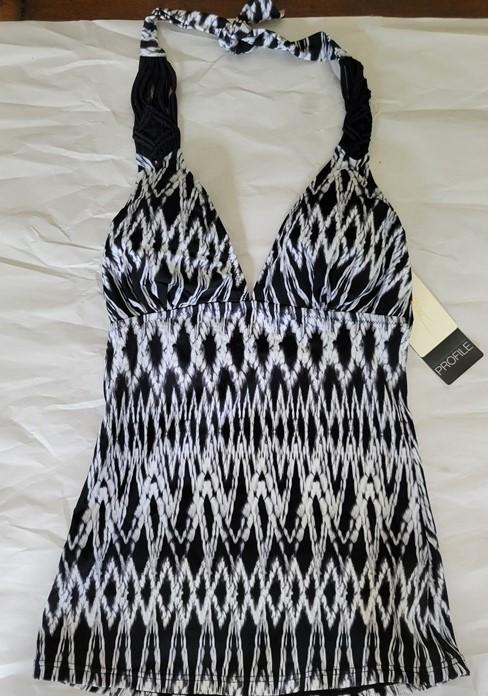 NWT Profile By Gottex Wild Zebra SZ 6 Halter Tankini Swim Top #95148