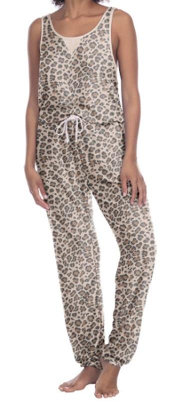NWt Honeydew Just Chillin' Sleeveless One-Piece Jumpsuit Leopard M 95177