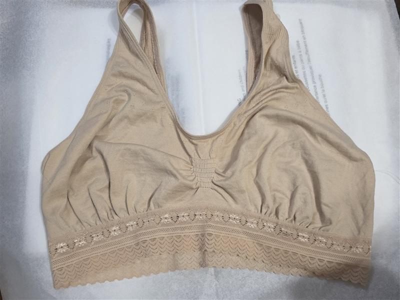NWT Bali L Comfort Revolution Seamless Crop Top 103J Beige Lace 95184