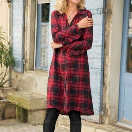 NWOT Soft Surroundings PS Bennington Plaid Button UP Shirt Dress 95214
