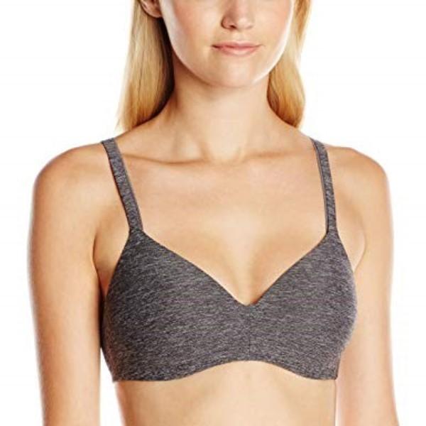 NWOT Hanes 34D Platinum T-Shirt Soft Wireless Bra HP03 Gray #95236