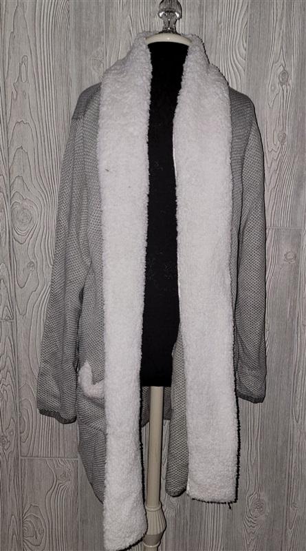 NWT Sleep Sense XL Lounge Cardigan Faux Fur Collar 95259