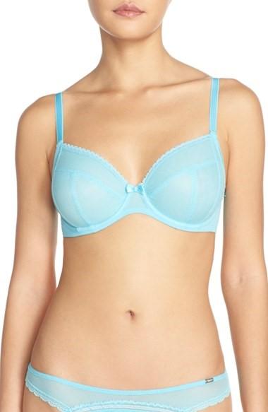 NEW Chantelle 32A Rive Gauche Push Up Bra 3082 Aqua 95286
