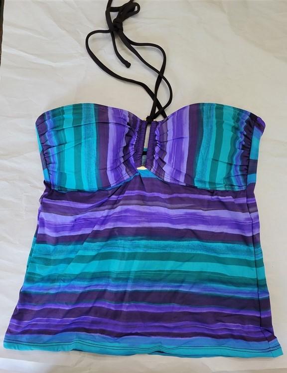 NWOT La Blanca Blue Spheres SZ 6 Keyhole Halter Tankini Swim Top #95307