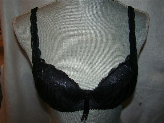 NWT Pleasure State 32C White Label Skylar Madison Push-Up Plunge Black #95352
