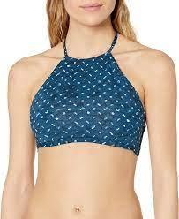 NWT Lucky Brand Shibori Patchwork Reversible Halter High Neck Bikini Top #95372