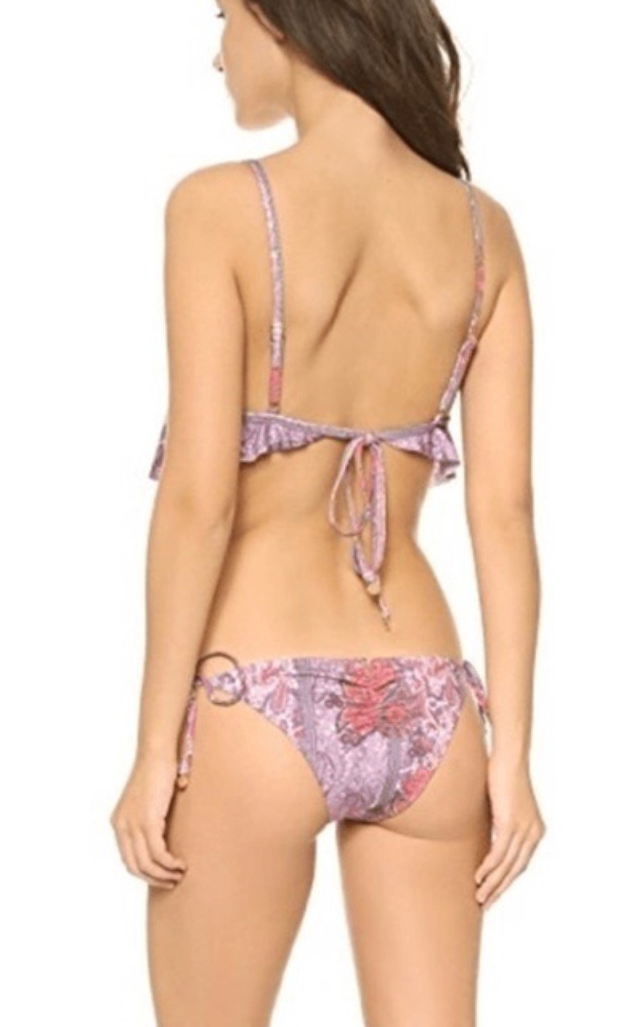 NWT Wildfox S Boho Floral Open-Back Flounced Monokini 1 PC Swimsuit #95396