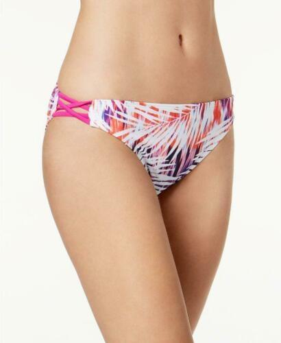 NWT Go Gossip Pink Palm L Strappy Cheeky Bikini Swim Bottoms #95523