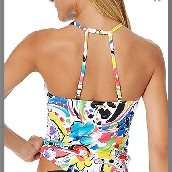 NWT Anne Cole M Painterly Paisley High Neck Tankini Top #95540