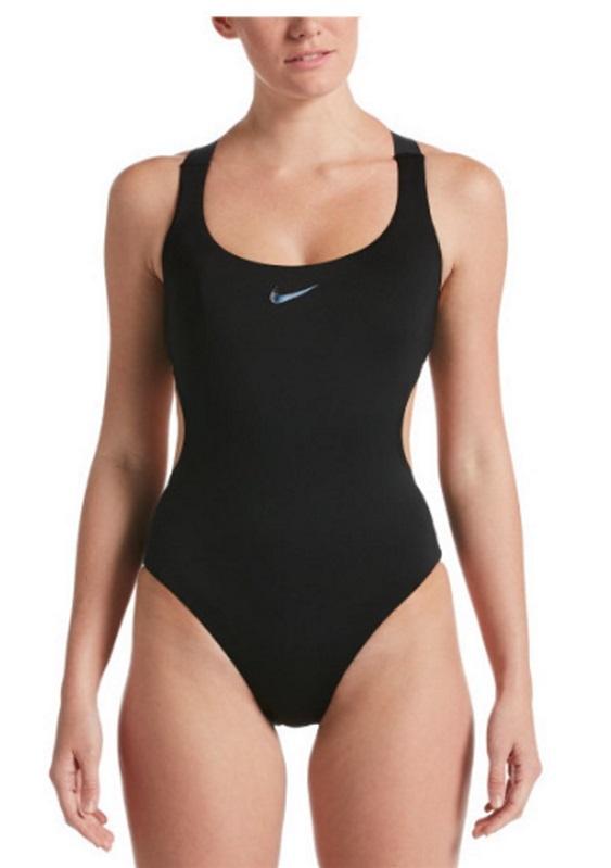 NWT Nike XL Onyx Flash Bonded Cutout One Piece Swimsuit 95544