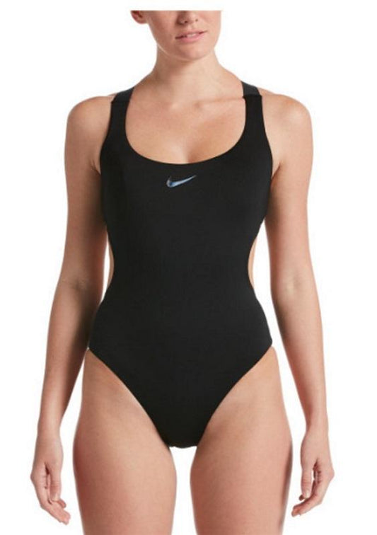 NWT Nike XL Onyx Flash Bonded Cutout One Piece Swimsuit 95544