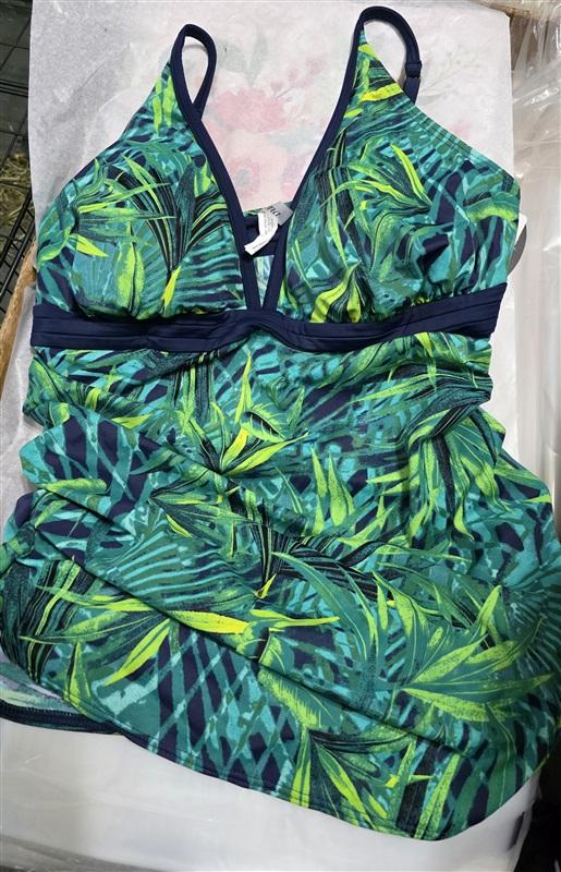 NWT Soma 10 Swim V-Neck Tankini Top Palm Paradiso 95547