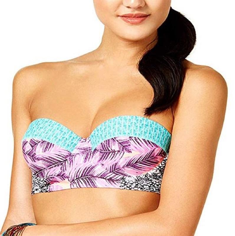 NWT Hula Honey Leaf Breeze L Underwired Palm Bikini Swim Top #95567