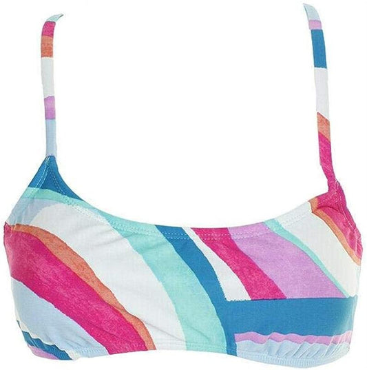 NWT Hula Honey Flying Colors M Rainbow Stripe Bikini Swim Top #95583