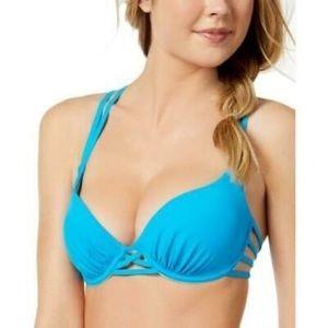 NWT Sundazed Abbi Bra 36 B/C Blue Underwired Strappy Bikini Swim Top #95653