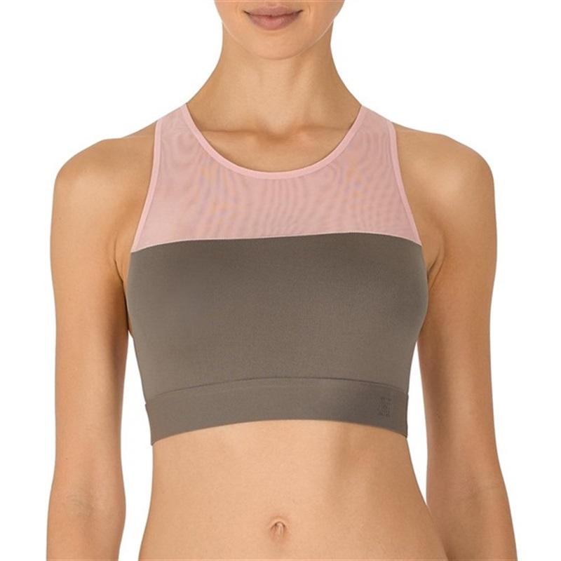 NWT Natori SM GRAVITY SPORT BRALETTE 758201 Gray Pink 95676