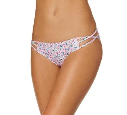 NWT Sundazed Stunnter M White Floral Strappy Cheeky Bikini Swim Bottoms #95685