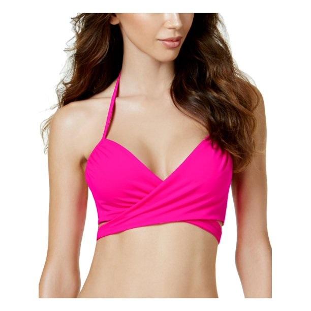 NWT Sundazed Abbi Pink Solid 34 B Underwired Wrap Bikini Swim Top #95692