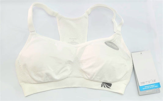 NWT Marika S Dry-Wik Medium Impact Adjustable Seamless Sports Bra White #95700