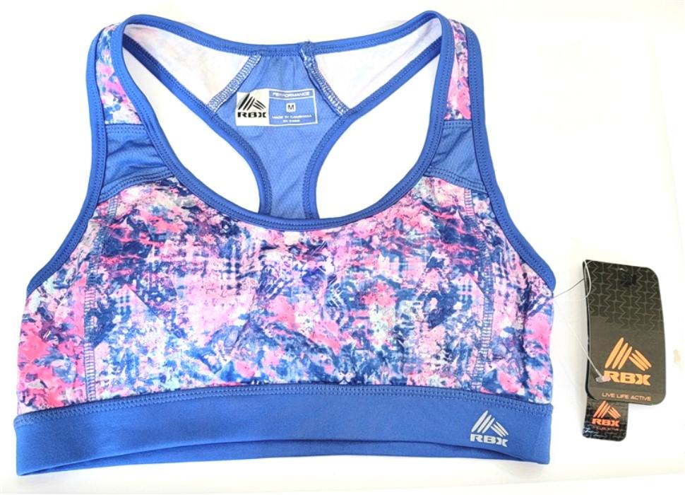 New RBX Perform M High Impact Maximum Support Wireless Sport Bra Pink Blue 95708
