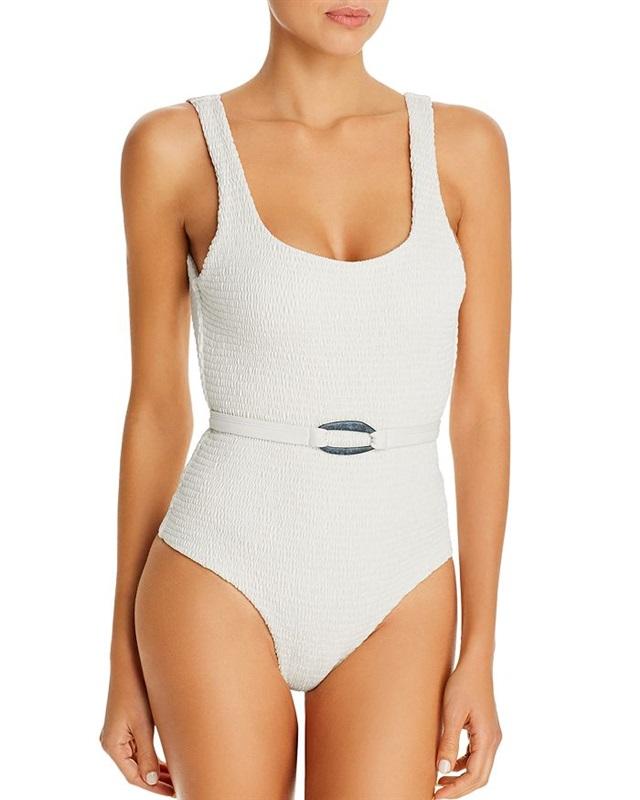 NWT Palm Swimwear L Maya Belted One Piece Swimsuit In Ivory 95854