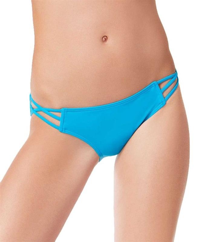 NWT Sundazed Blue Strappy Solid L Cheeky Bikini Swim Bottoms #95885