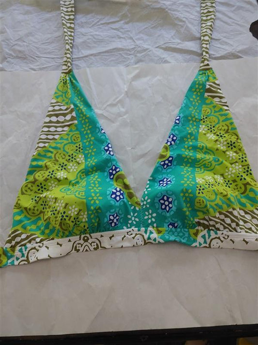 NWOT Ralph Lauren Paisley Green 16W Halter Triangle Bikini Swim Top #95931