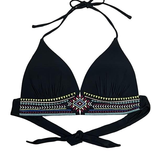 NWT California Waves Tribal Stitch M Halter Triangle Bikini Swim Top #95953