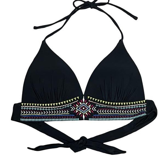 NWT California Waves Tribal Stitch S Halter Triangle Bikini Swim Top #95955