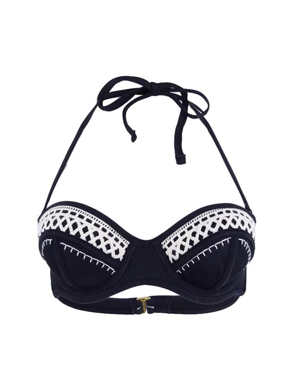 NWT California Waves Black Push-up S Underwired Bikini Swim Top #95978