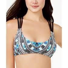 NWT California Waves Sea Glass M Halter Strappy Bikini Swim Top #96041