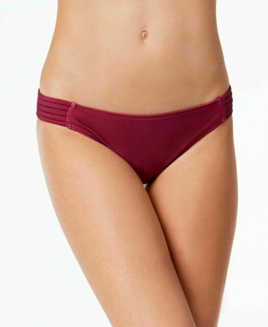 NWT California Waves Maroon S Strappy Cheeky Bikini Swim Bottoms #96075