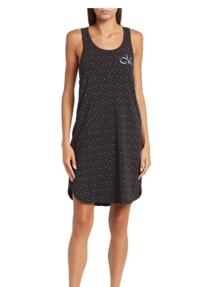 New Calvin Klein MD Pride Confetti Logo Monogram Nightshirt QP2791O Black #96077