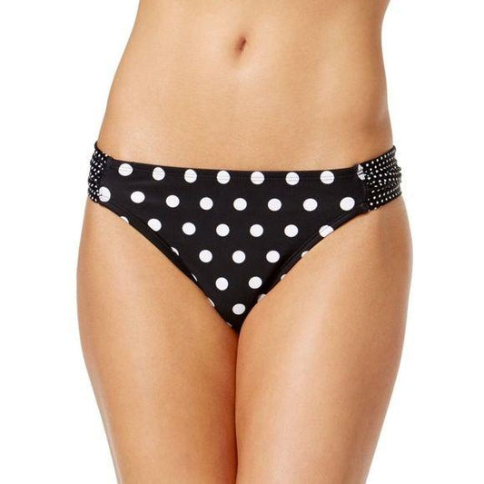 NWOT California Waves Black Polka Dot XS Cheeky Bikini Swim Bottoms #96164