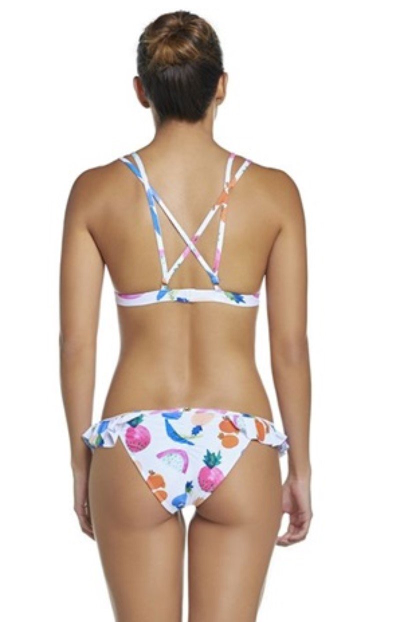 NWOT PIlyq Copacabana S White Fruit Halter Cheeky Bikini Swim Set #96302