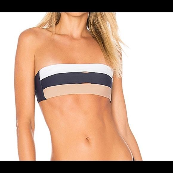 NWT Pilyq Nautica Colorblock Bandeau L Bikini Swim Top #96318