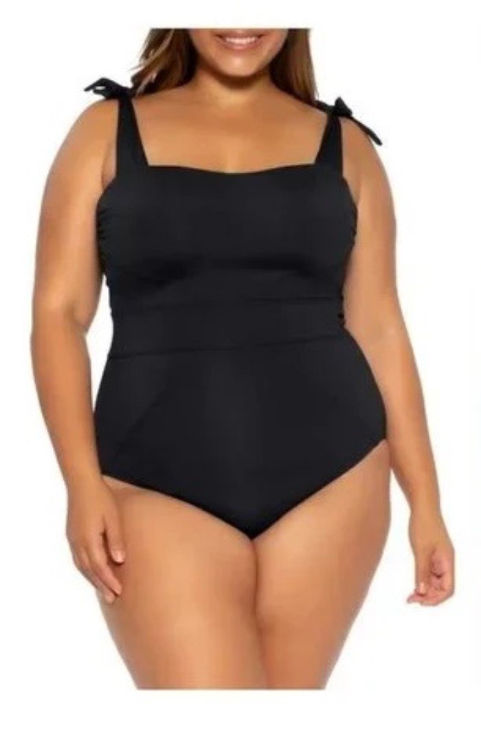 NWT BECCA 2X Color Code Tie Strap One-Piece Swimsuit 6581407 Black #96333
