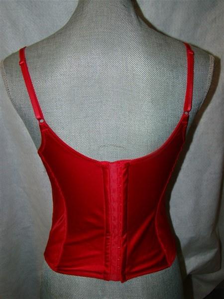PO JEZEBEL 30148 34C Red Black SATIN ZIP IT UP PUSH-UP BUSTIER 96339