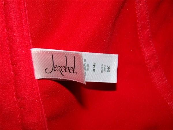 PO JEZEBEL 30148 34C Red Black SATIN ZIP IT UP PUSH-UP BUSTIER 96339