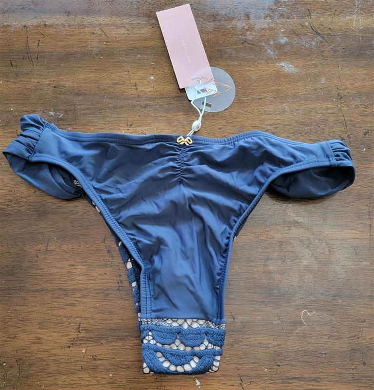 NWT Pilyq Nautica Navy Lace Cheeky S Side Tab Bikini Swim Bottoms #96355
