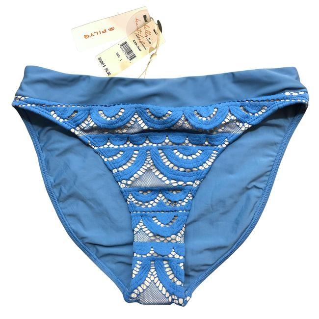 NWT Pilyq Sky Blue Lace Full S High-Waisted Bikini Swim Bottoms #96476
