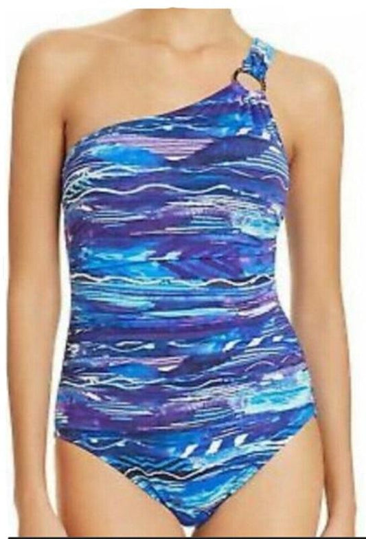 NWT Ralph Lauren 16 Calypso One Shoulder One Piece Swimsuit 96586