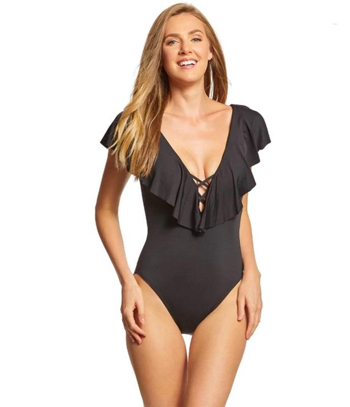 NWOT La Blanca 10 Island Goddess Ruffle 1PC Swimsuit 96593