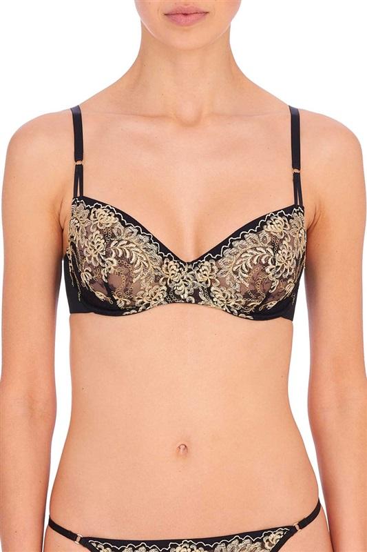 NWT Natori 32DD MEMOIR UNLINED UNDERWIRE BRA Black Gold 96672