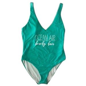 NWT BeachLingo Ocean Air Beachy Hair Teal XL Open-Back One-Piece Swimsuit #96702