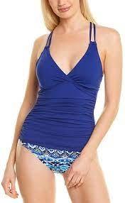 NWT La Blanca SZ 14 Island Goddess Blue Tankini Swim Top #96725